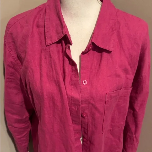 Athleta Retreat Linen Linen Button Down top. XL - Picture 6 of 14